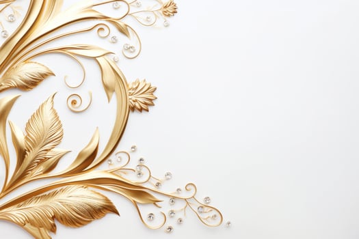 AI Generated luxury golden ornaments on white photo