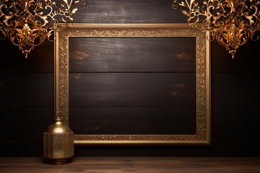 AI Generated Golden Frame Design with copy space photo