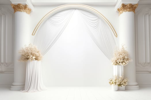 AI Generated wedding arch in white photo