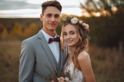 Ai Generative Photo portrait of a couple on wedding day