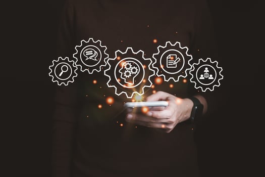 AI technology, Artificial Intelligence, Chatbot Chat and talk with AI, Using laptop for search and find data by command prompt, robot learning machine create or generate picture or article auto photo