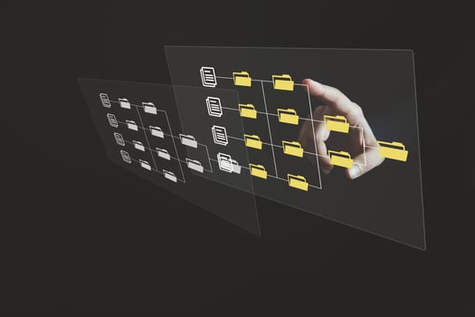 Document Management System DMS, Online document database management, Organization document Organized, automated processes to manage files, ERP enterprise efficient, business technology. photo