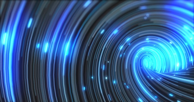 Abstract energy blue swirling curved lines of glowing magical streaks and energy particles background photo
