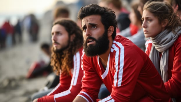 Sad Iranian beach soccer fans photo