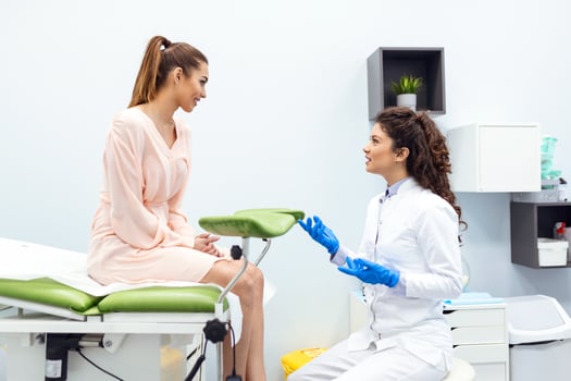 Gynecologist consultation, women's health treatment and diagnosis of diseases of the reproductive system. Checking the female health, exam ovaries, and uterus in the gynecology office. photo