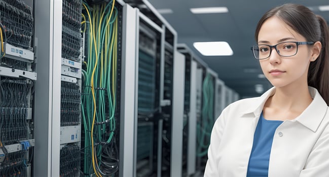Portrait of female computer engineer. Ai Generated photo