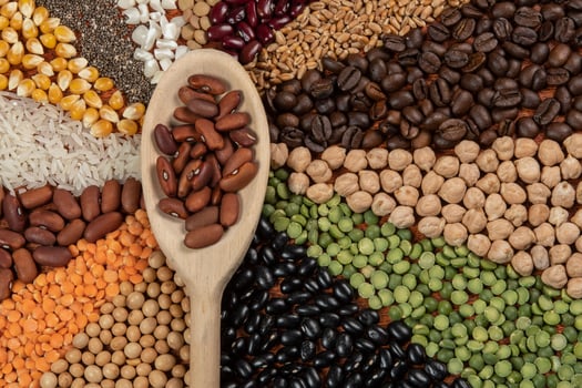 Healthy food vegetarian vegan food concept. Various assorted organic cereals, vegetables, whole grains photo