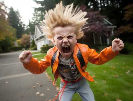 Kid in a Halloween costume with a playful pose AI Generative photo