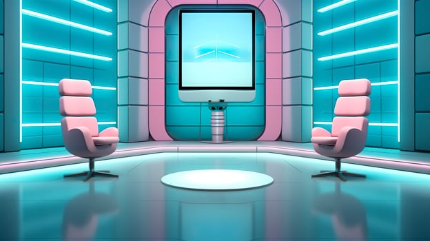 The Future of Game Shows. A Simple, Modern Setting with Two Chairs and a Whole Lot of Fun. AI Generative photo
