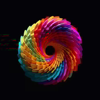 Abstract Rainbow Spiral. Soft and Rounded Forms Rendered in Tangled Perfection. AI Generative photo