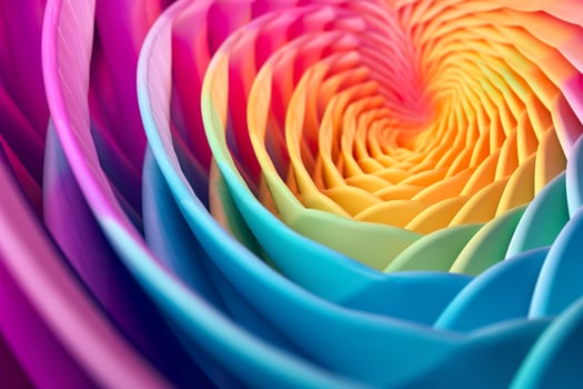 Geometric Spiral Pattern in Vibrant and Energetic Colors. A Professional Color Grading Experiment. AI Generative photo