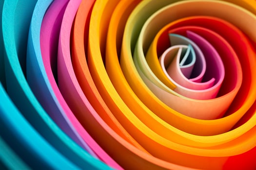 Geometric Spiral Pattern in Vibrant and Energetic Colors. A Professional Color Grading Experiment. AI Generative photo