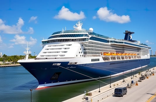 Cruise ship Celebrity Infinity docked in Port Everglades, Ft Lauderdale, Florida. Generative AI photo
