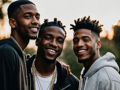 photo of group happy black strong man, generative AI