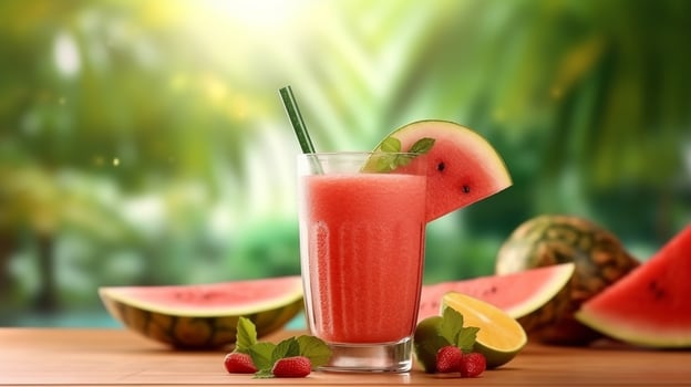 Healthy watermelon fruit smoothies.Generative Ai. photo
