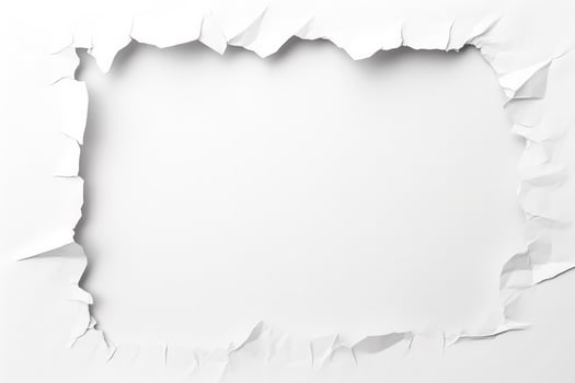 White torn paper piece design isolated on white background photo