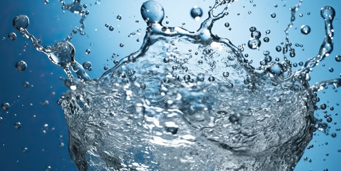 AI Generated. AI Generative. Fresh water splash drop bubble clean sea ocean background decoration graphic art mock up. Graphic Art photo