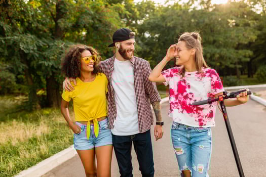 happy young company of friends having fun in park photo