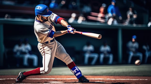 Professional baseball player hitting the ball AI Generative photo
