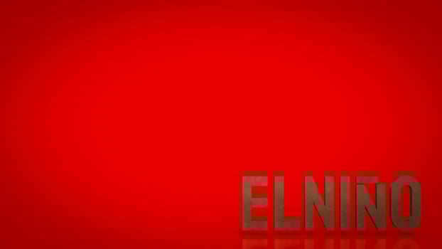 The El Nino text on red Background  3d rendering photo