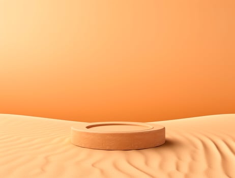 Wooden podium cylinder stage empty scene luxury product display background Ai generated photo