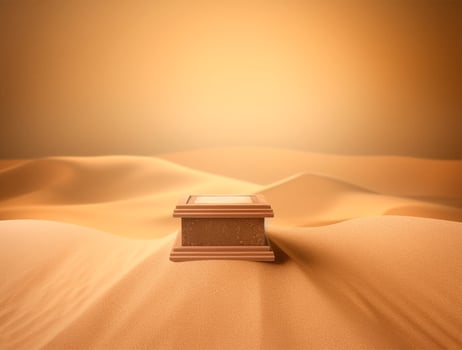 Wooden podium cylinder stage empty scene luxury product display background Ai generated photo