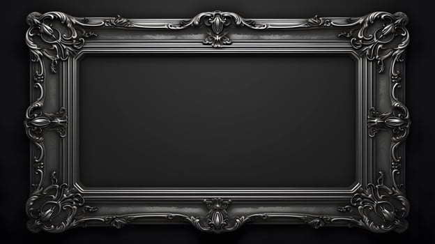 monochrome vintage luxury frame on black background photo