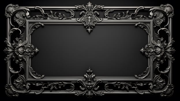 monochrome vintage luxury frame on black background photo