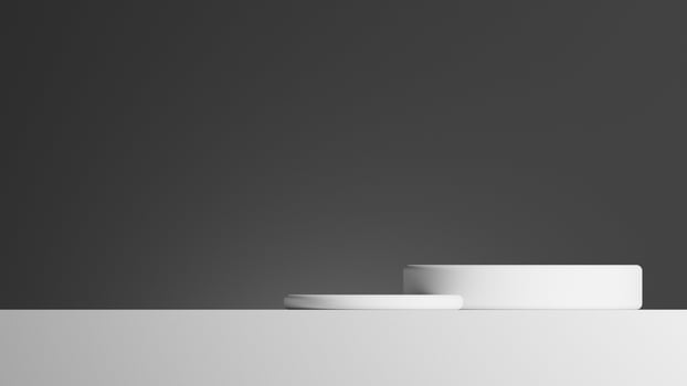 Abstract minimal scene with geometric. podium on gradient black grey background. product presentation, mock up, product show, podium, stage pedestal or platform photo