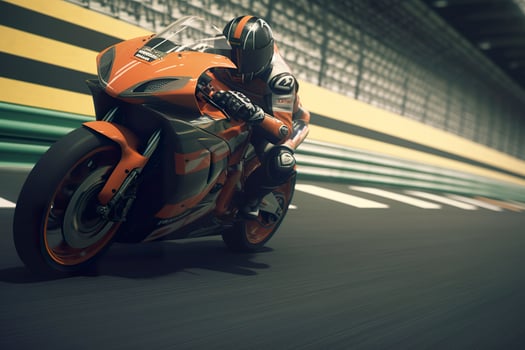 bike on racing track. Generative AI photo