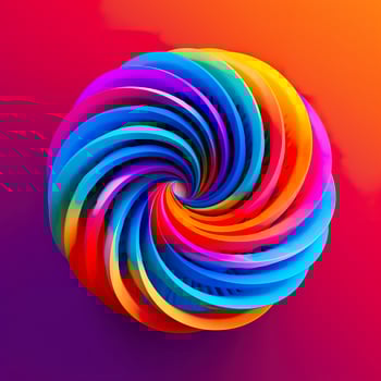 Abstract Rainbow Spiral. Soft and Rounded Forms Rendered in Tangled Perfection. AI Generative photo