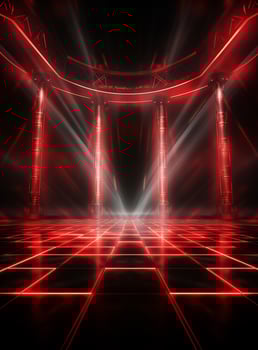 Ai generative Backdrop With Illumination Of Red Spotlights For Flyers realistic image ultra hd high design photo