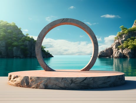 Free photo podium nature pedestal stage product display background Ai generated