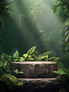 Free photo podium nature pedestal stage product display background Ai generated
