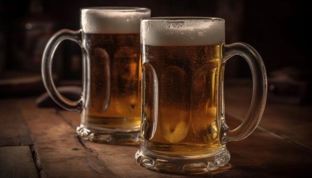 Freshness in a pint glass, a frothy drink for celebration generated by AI photo