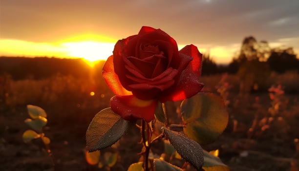 A vibrant bouquet of colorful flowers in a meadow at dawn generated by AI photo