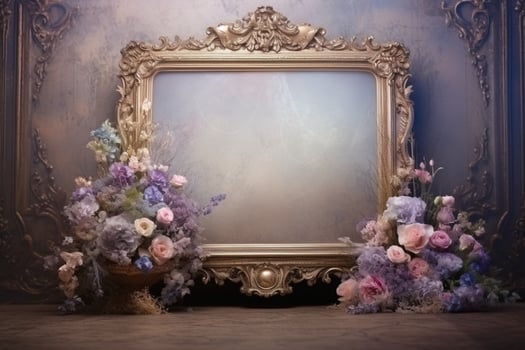 AI Generated Golden Frame Design with copy space photo