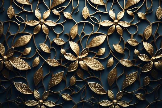 AI Generated luxury golden ornaments on black photo