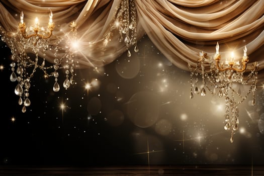 AI Generated chandelier glowing on dark background photo
