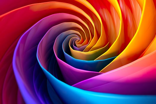 Geometric Spiral Pattern in Vibrant and Energetic Colors. A Professional Color Grading Experiment. AI Generative photo