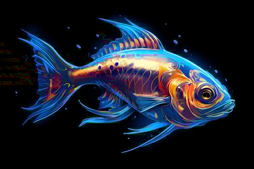 3d rendering. fish on black background. Generative AI photo
