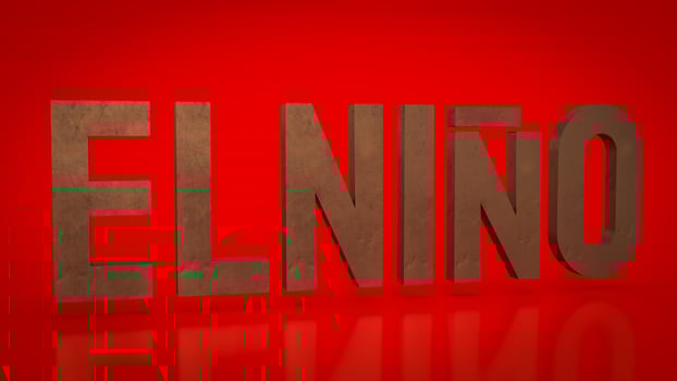 The El Nino text on red Background  3d rendering photo