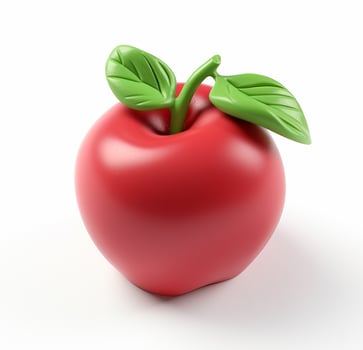 3d illustration, red apple, school symbol. plasticine style. generated AI photo