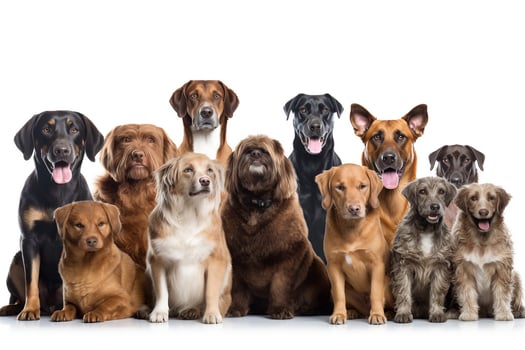 Group of portrait dog on white background.. photo