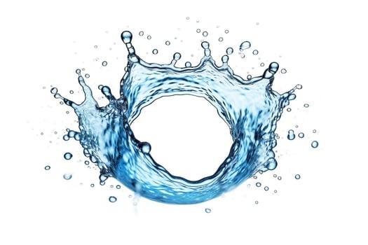 Water drop splash isolated on white background photo