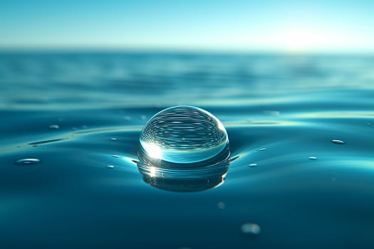 Water drop dropping in the ocean photo