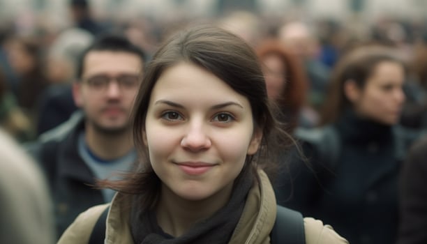 Smiling young adults focus on happiness, education, and cheerful lifestyles generated by AI photo
