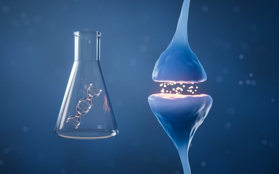 Synapse of neuron cell, biology concept, 3d rendering. photo