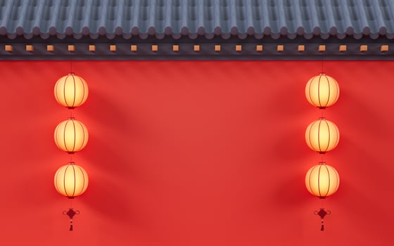 Chinese ancient wall background, 3d rendering. photo