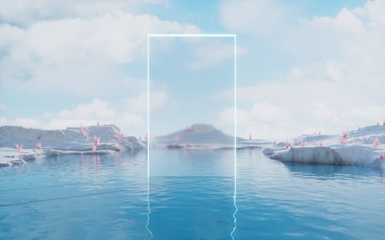 Barren land and lakes, 3d rendering. photo